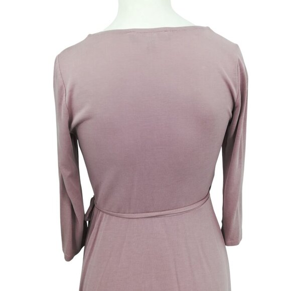 Lulus V-neck 3/4 Sleeve Wrap Dress Size S Mauve Blush Pink Flutter Skirt Short - Picture 9 of 11